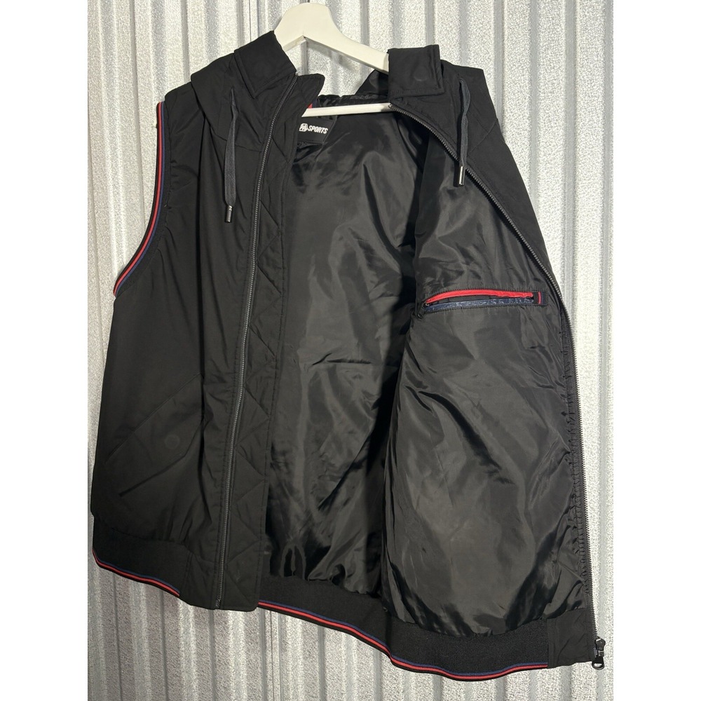 Marwin Sports Men Vest Large L Black Full Zip Hooded Sleeveless Gilet Pockets - Picture 11 of 11